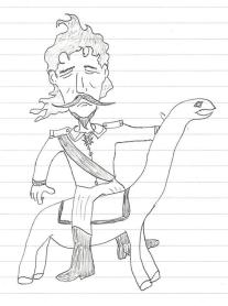 King Charles on a dinosaur